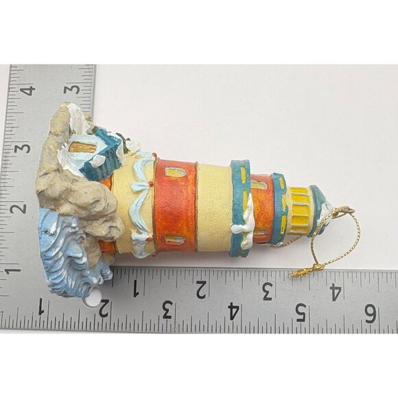 Vintage Lighthouse Christmas Tree Ornament Snowy Beach Light Up Feature - Picture 3 of 8